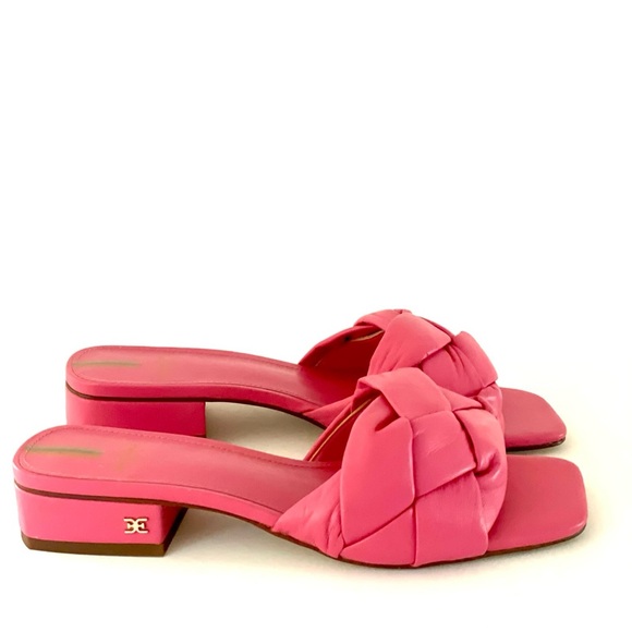 Sam Edelman Dawson Braided Heeled Carmine Rose Pink Slide sandals Size US 9.5 - Picture 1 of 8